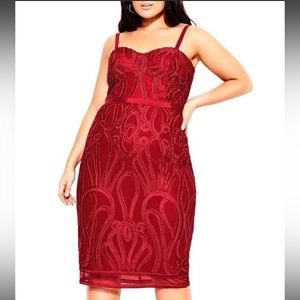 Nwt 16 small city chic red lace dress